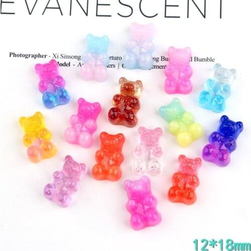 20pcs Jelly Gummy Bear Nail Art 3D Nail Rhinestones Decorations Candy Colors Cartoon Manicure AccessoriesGradient jelly bear diy