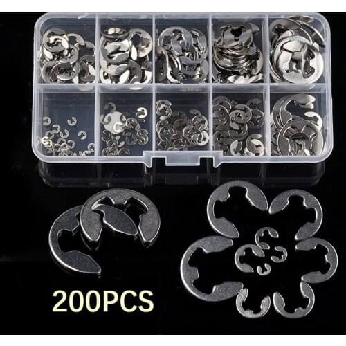 200PCS 1.5mm-10mm 304 Stainless Steel Internal External Retaining Circlips Washers Snap Retaining Ring Circlip Assortment Kit