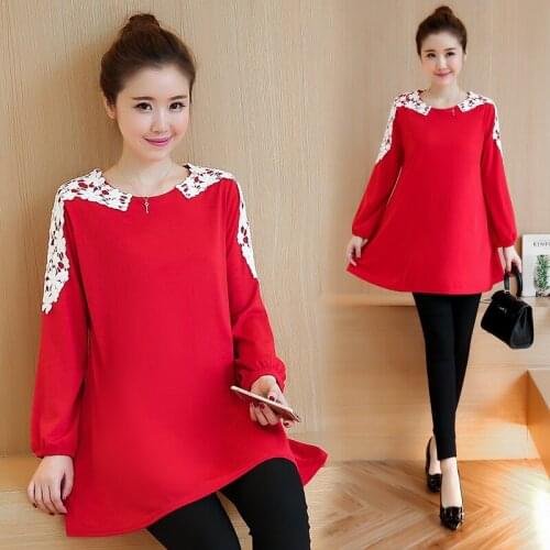 2018 new winter fashion pregnant women dress long-sleeved T-shirt Korean yards pregnant women