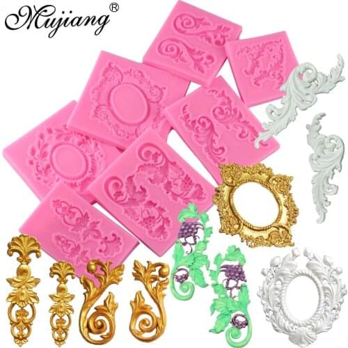 3D Scrolls Baroque Corner Silicone Mold Relief Fondant Cake Decorating Tools Cupcake Baking Chocolate Candy Polymer Clay Moulds