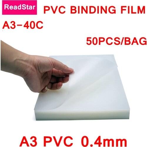 50PCS/LOT A3-40C PVC Binding film A3 297x420mm Comb binding machine suppliers 0.4mm A3 Transparent Binding covers