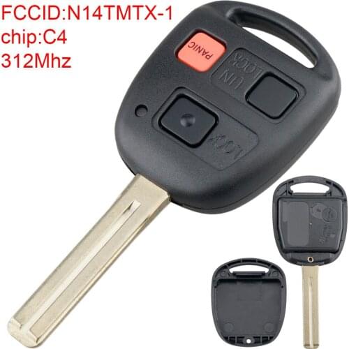 312Mhz Auto Car Key Replacement 3 Buttons Car Remote Key Fob with ID4C Chip N14TMTX-1 Fit for Lexus RX300 1999-2003 Vehicles