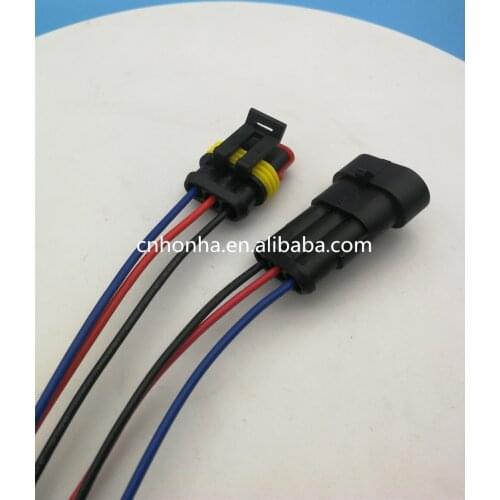 Free shipping Tyco Amp 1.5series 3 Pin female male ip67 connector plug car xenon wire harness pigtail 282087-1 282105-1