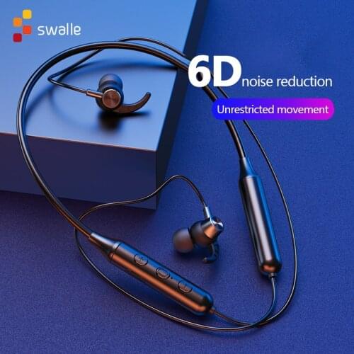 Swalle Original Wireless Headsets Sport Earphone Magnetic Hanging Bluetooth 5.0 HD Call earbuds noise reduction Music Control