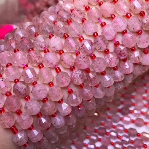 Natural strawberry quartz faceted spacer loose beads DIY for jewelry making bracelet necklace perles semi precious design