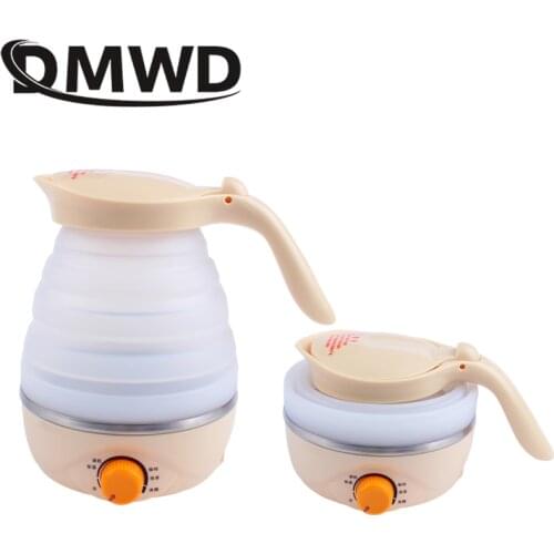 DMWD Travel Camping Portable Foldable Silicone Electric Kettle Mini Boiling Hot Water Thermal Insulation Heating Boiler Tea Pot