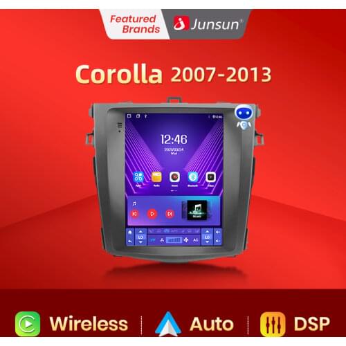 Junsun For Tesla Style Android Auto 4G Wireless Carplay DSP Car Radio Multimedia Player For Toyota Corolla 2007-2013 no 2din