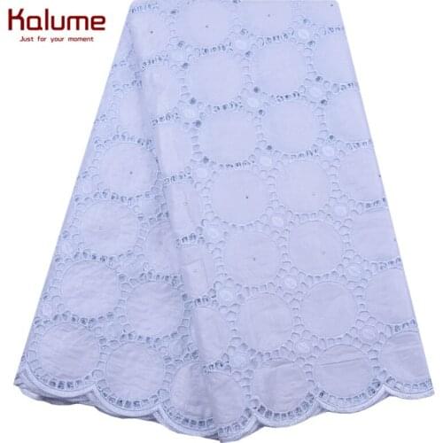 Kalume Top Fashion Bazin Lace Fabric White African Bazin Riche Lace Fabric Stoned Hollow Out Bazin For Nigerian Sewing F1949