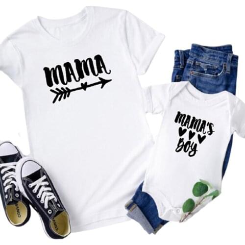 Family Matching Short T Shirt Summer Mommy and Son Look Print Letters Mama Boys Clothes Fashion T Shirt Litte Baby Kids Outfits