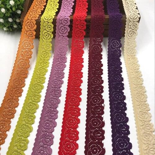 2Yard 2.5cm Roses Stretch Lace Ribbon For DIY Clothing Underwear Home Textile Accessories Craft Sewing Material Suppliers