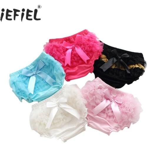 Summer Cute Baby Bloomers Princess Bow Boys Girls PP Nappy Shorts Pants Ruffle Mesh Infant Toddler Cotton Panties Diaper Covers