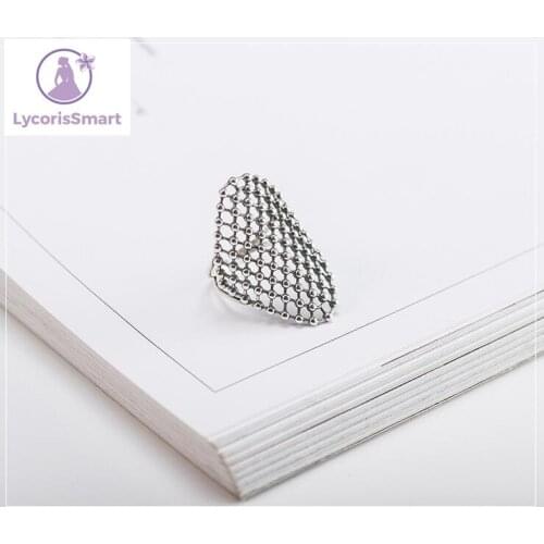 LycorisSmart Fashion Korean style 925 Silver Grid Ring for Woman Gift
