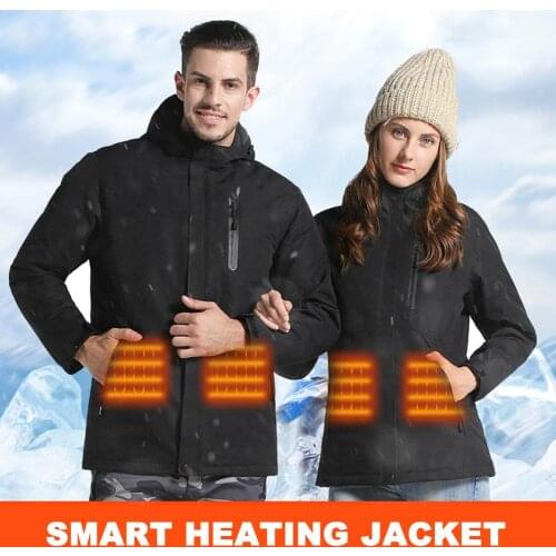 Men Women Winter USB Charging Heating Jacket Waterproof Ski Top Coat 3 Adjustable Temperature Levels Abdomen Back Heating Suit