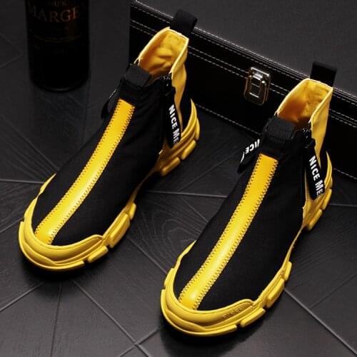 Mens 2019 Luxury British High Top Casual Shoes Fashion Slip On Elastic Flock Vogue Short Ankle Sock Style Hip hops man