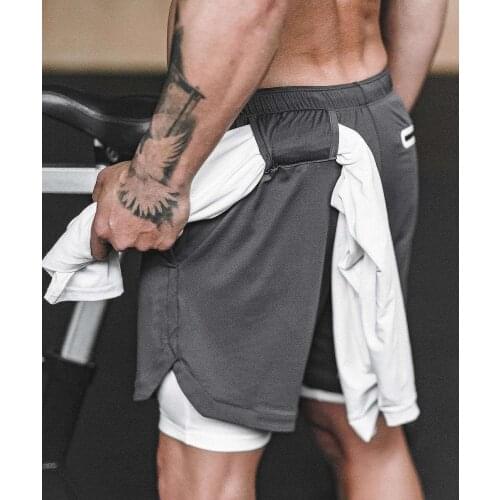 2021 new mens running shorts mens two in one sports shorts fitness training fast dry beach shorts large 5XL shorts