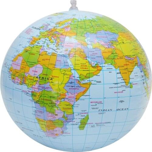 30cm Inflatable World Map Ball Educational Earth Ball Ocean Kid Learning Geography Toy Home Office Decoration
