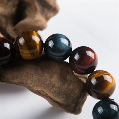 Natural Colorful Tigers Eye Gems stone Round Beads Healing Bracelet 14mm