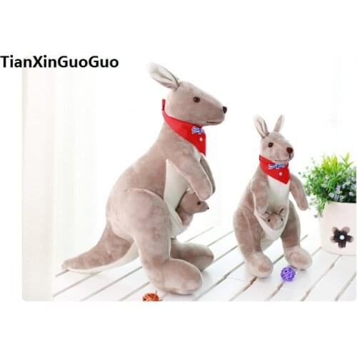 New arrival stuffed toy Australia kangaroo with red scarf flag plush toy soft doll birthday gift h2007