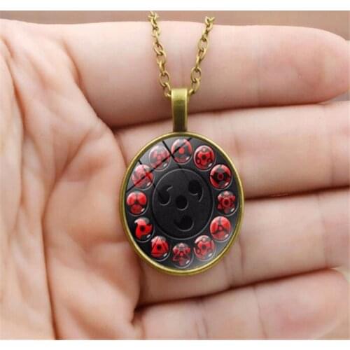 Glass Naruto Shippuden Pendant Necklace Round Naruto Sharingan Eye Chain Necklace Vintage Jewelry A909