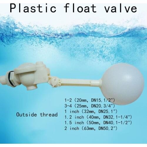 Plastic Float Valve Adjustable Float Valve Tank Float Switch Corrosion Resistant Float Valve Tank Water Tower Controller 1Pcs