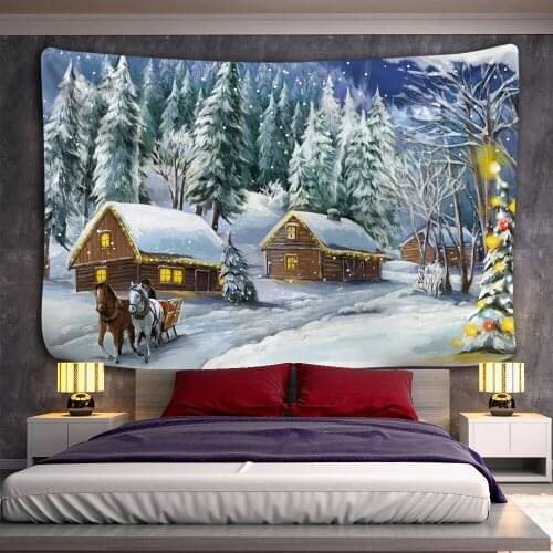 Christmas Fantasy scene ink painting home decoration tapestry wall decoration Bohemian Hippie yoga mat sofa blanket bed sheet