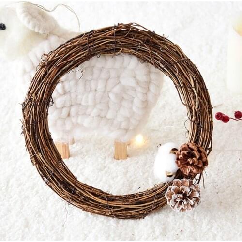 Christmas Natural Dried Rattan Ring Wreath Garland Base Christmas DIY Craft Door Wall Hanging Pendant Decor #0 #2