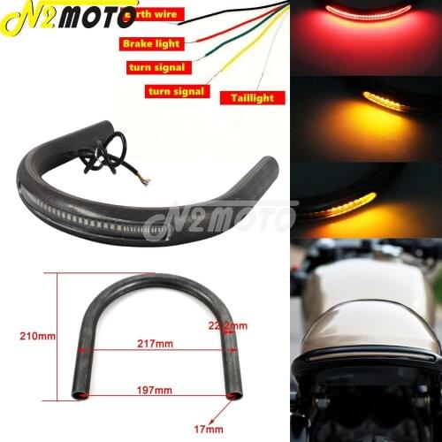 1" 7/8" Modified Flat Rear Seat Frame Hoop Loop LED Tail Turn Signal Light for YAMAHA SR125 SR250 SR400 SR500 XJ550 XJ650 XS650