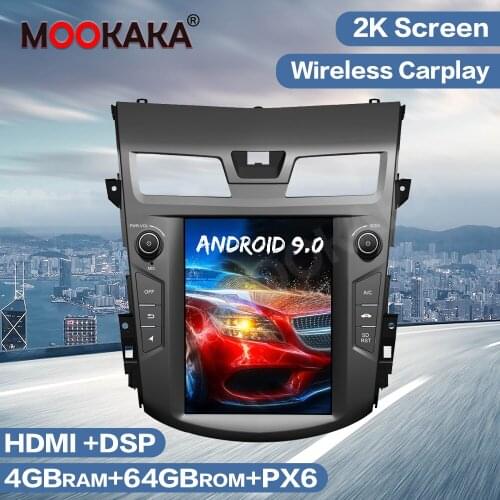 Tesla Style Android 9 4G 64G PX6 Car GPS Navigation Radio For Nissan Teana 2013-2016 Auto Multimedia Player Stereo Head Unit PX6