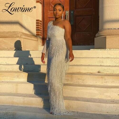 Ivory Tassel Ivory Evening Dresses 2020 Custom Made Women Special Occasion Party Gowns Dubai Arabic Prom Dresses Celebrity Dress