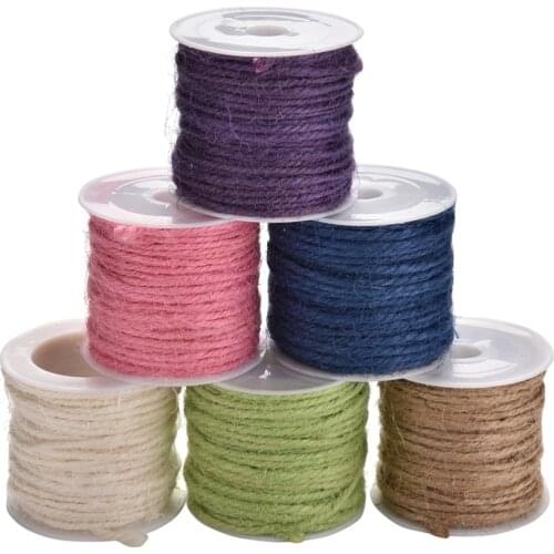 10Meters DIY Craft Colorful Hessian Jute Twine Rope Cord Wedding Party Burlap Ribbon Decor Home Spool Festival Scrapbooking
