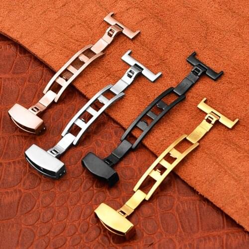 Stainless Steel Solid Double Push Button Fold Watch Buckle Butterfly Deployment Clasp for Watch Strap Watchband Accessories