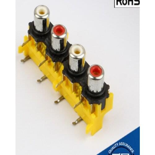 1PCS AV core socket 8 feet RCA four hole PCB welding audio video socket lotus AV4-8.4-14