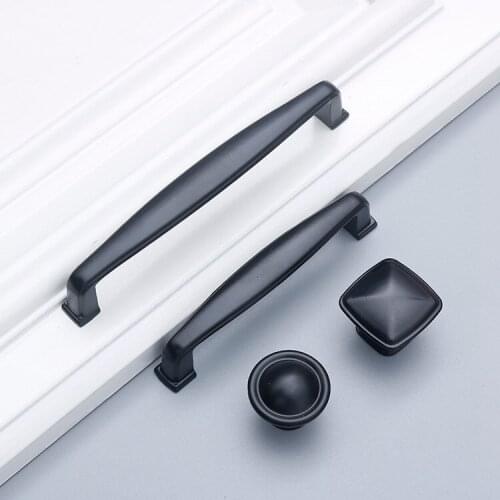 1PCS Cabinet Wardrobe Zinc Alloy Black Pulls Single Pitch Handles Furniture Hardware Parts