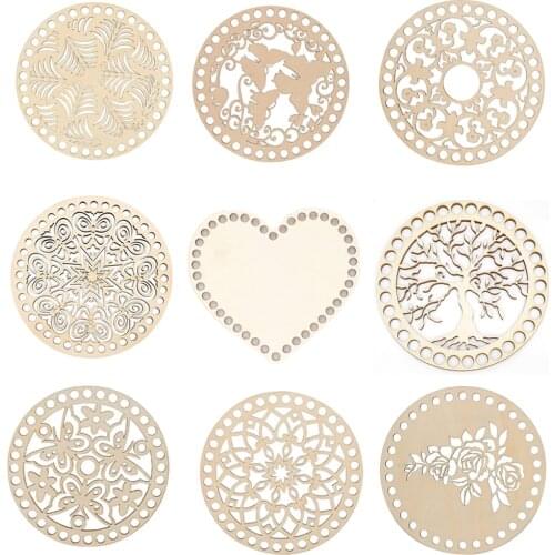 2Pcs Natural Wooden Basket Bottom Blank Crochet Basket Wood Base for DIY Basket Weaving Supplies Craft Making Home Decoration