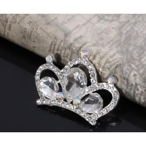 2018New 50Pcs Alloy Rhinestone Drop Crown Buttons for DIY Child Hair Brand accessories and Wedding decoration RM511