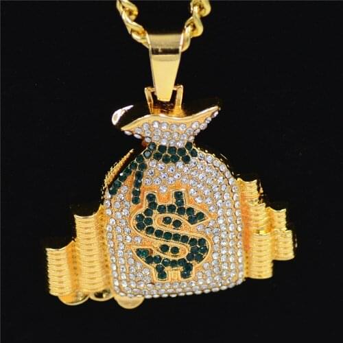 Hip Hop Necklace In Europe And America, Money Bag In Dollars, Pendant Necklace, Mens Fashion Accessories In Europe And America