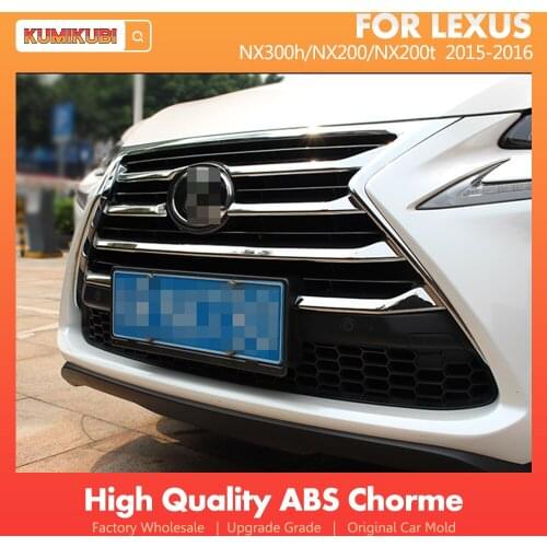 Fit For Lexus NX200 nx300h nx200t 2015 2016 ABS Chromed Bumper Front Central Grille Panel Cover Trim Strips Car Accessories 7pcs