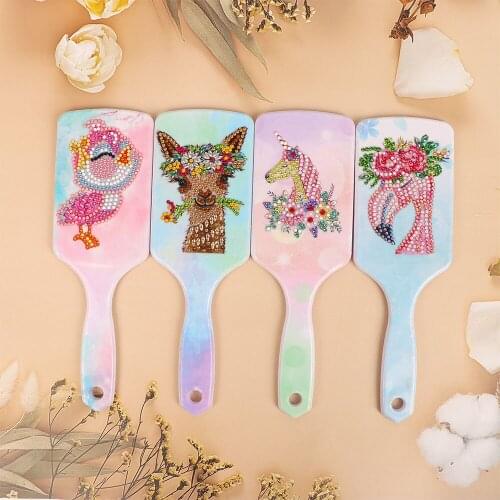 DIY Diamond Painting Air Cushion Comb Animal cat Pattern Resin Diamond Mosaic Rhinestone Kit DIY 5D Hair Massage Brushes Gifts