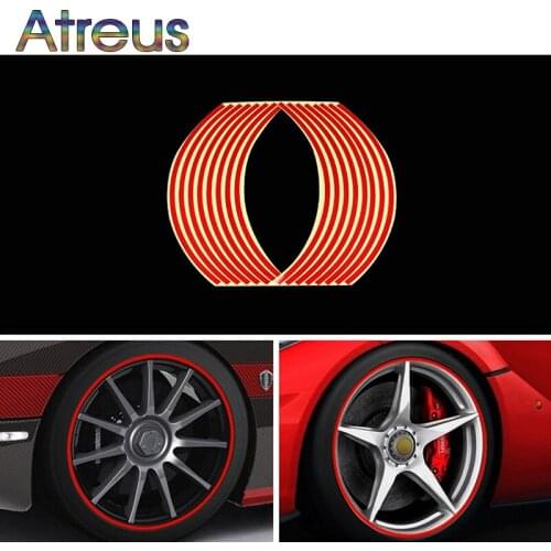 Atreus 16pcs Car Wheel Stickers Decals 14" Reflective Rim Tape For Suzuki Audi A4 B6 B8 VW Passat B5 B7 Skoda Octavia A7 A5
