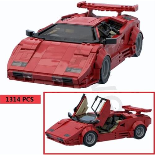 Buildmoc Countach LP5000 QV Hypercar Super Racing Car Fit Lepinings MOC-57851 Model Building Blocks Bricks Toys Birthday Gifts