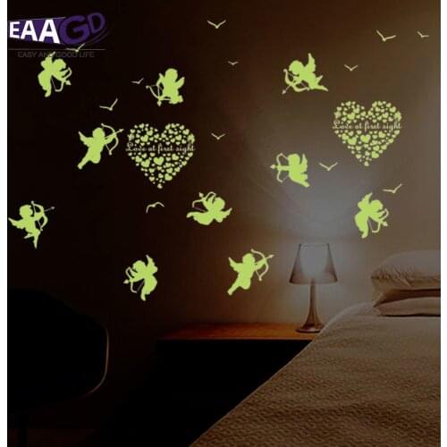 Cupid Wall Sticker Glow In The Dark Luminous Fluorescent Baby Wall Stickers Home Decor Decals