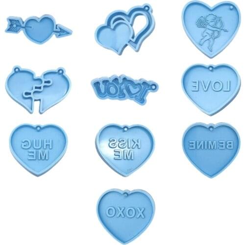 DIY Pendants Crafts Jewelry Epoxy Resin Mold Valentine Keychain Silicone Mould T4MD