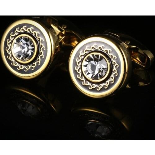Round Gold French Cufflinks Europe And America Mens Shirt Cufflinks Suit Cuffs Button Wholesale