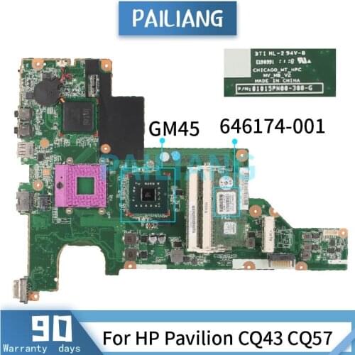 646174-001 646174-501 Mainboard For HP Pavilion CQ43 CQ57 Laptop motherboard 01015PN00-388-G GM45 DDR3 Tested OK