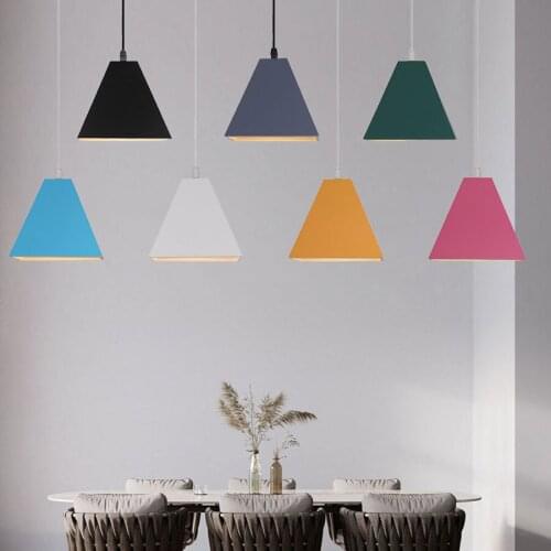 Minimalist Modern Pendant Lamp E27 Aluminum Trapezoidal Lampshade Living Room Hanging Light for Art Decor Luminaire Chandelier