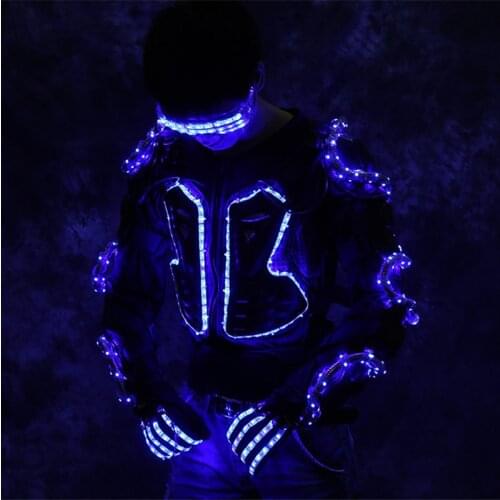 RE65 Party robot men suit RGB colorful led light costume stage armor dress luminous outfits perform clothe disco wears glasses