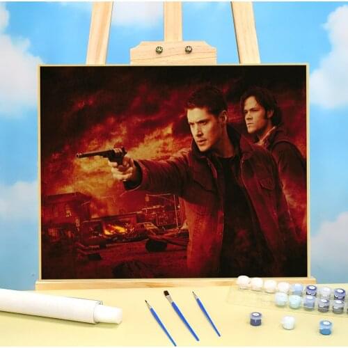 Supernatural DIY Paint By Numbers Kit Acrylic Paints 40*50 Canvas Painting Loft Wall Picture For Children Wholesale