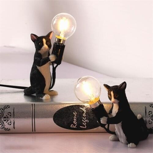Animals Table Lamps Nordic Childrens Bedroom Resin Cat Table Light Desk Lamp Luminaire home Decor night light Lighting Fixtures