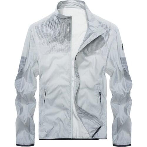 New Summer Quick Drying Skin Jacket Solid Lightweight Jacket Coat Breathable Skin Jackets Men Sunproof Casual Outwear Clothing-F