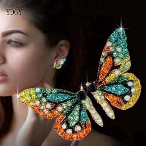 2019 New European and American Fashion of Personality Short Butterfly Ear Nail Color Nail Drill Accessory Ear Party